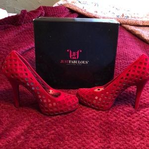 Red leather Bevin pumps